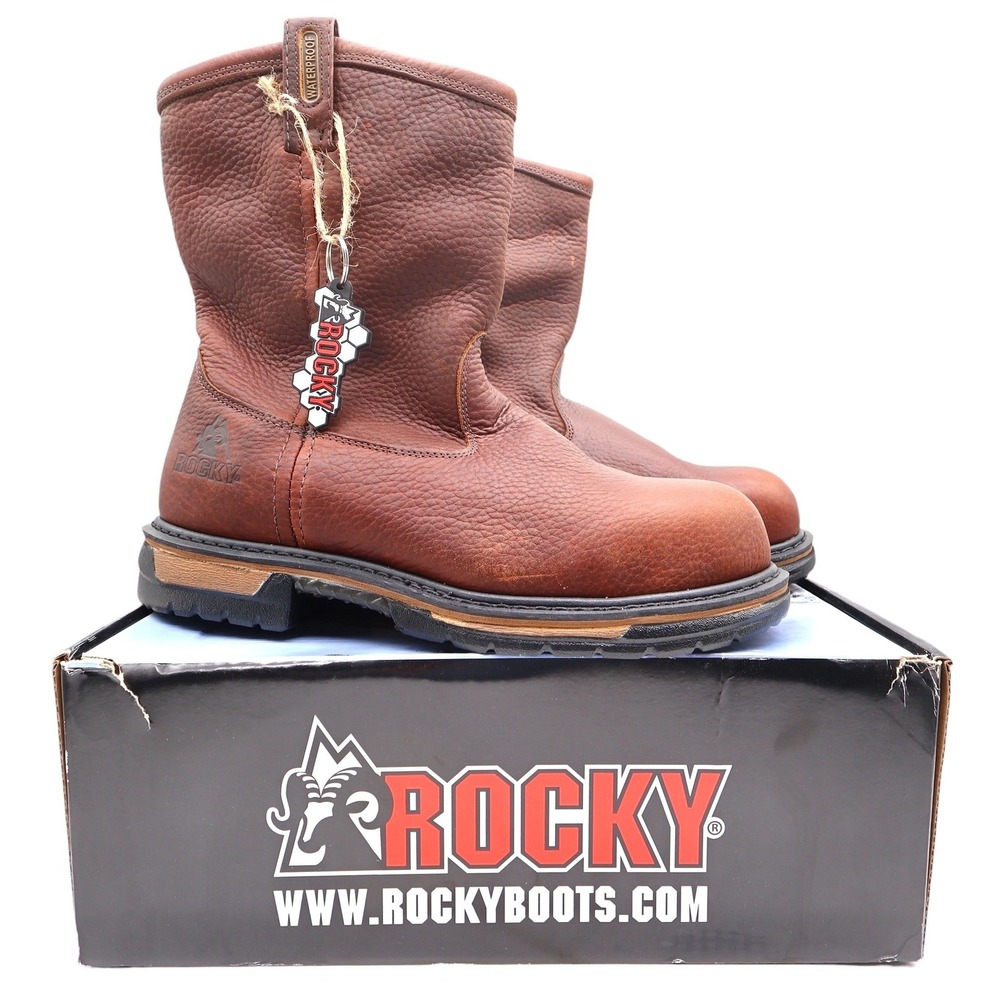 Rocky IronClad Steel Toe Work Boots Mens 12 Brown Leather Waterproof 6685 NWT
